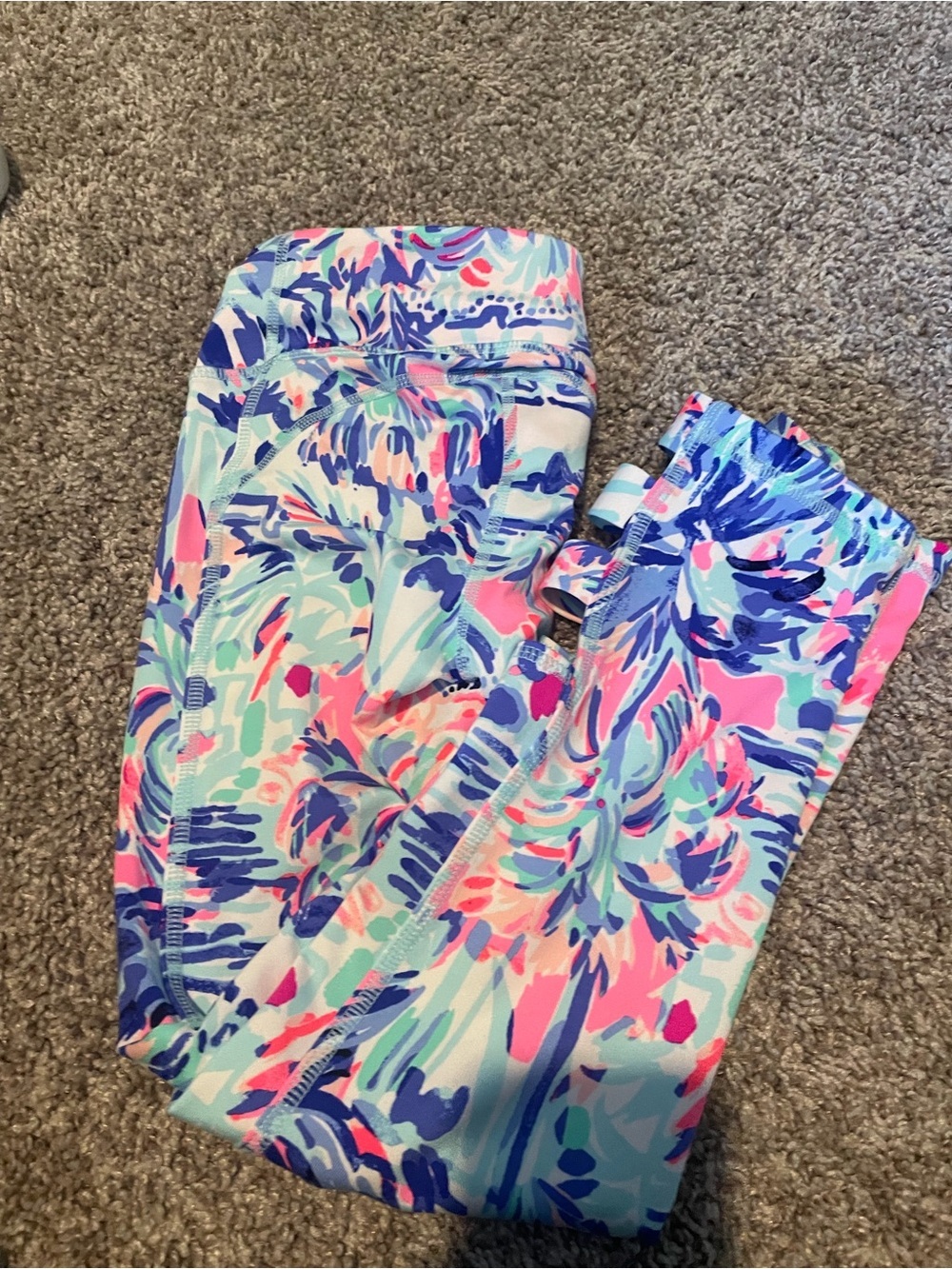 Lilly Pulitzer Mint Multi Palm-Print Luxletic Leggings XXS - Picture 3 of 4
